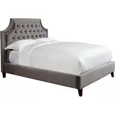 Jasmine CA King Bed in Tufted Flannel Grey Fabric with Nailhead