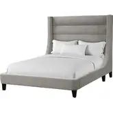 Jacob King Bed in Channel Tufted Luxe Light Grey Fabric