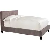Jody King Bed in Tufted Cornflower Grey Fabric