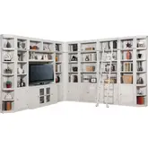Boca Full Library Entertainment Wall with Ladder - 12 Piece in Cottage White