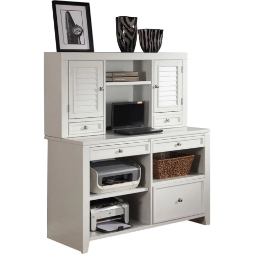 Boca 47" Credenza with Hutch in Cottage White Wood