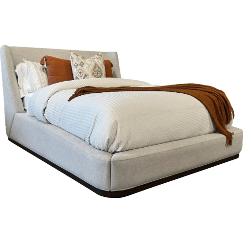 Sofia Queen Bed in Blanched Almond Beige Fabric