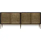 Cairo 80" TV Stand Console Table in Rich Coffee Bean Dark Brown & Bronze