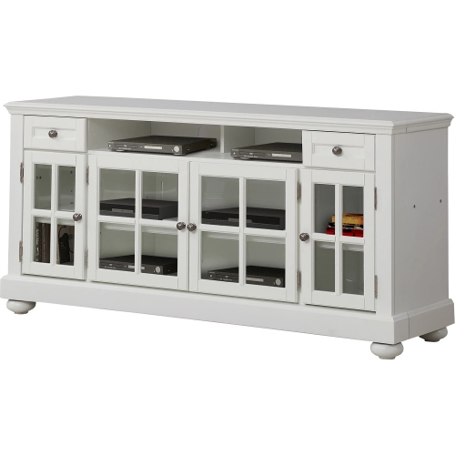 Cape Cod 63" TV Stand Console in Vintage White Wood