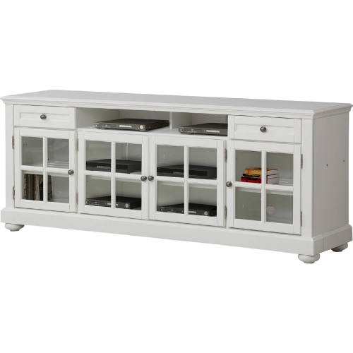 Cape Cod 76" TV Stand Console in Vintage White Wood
