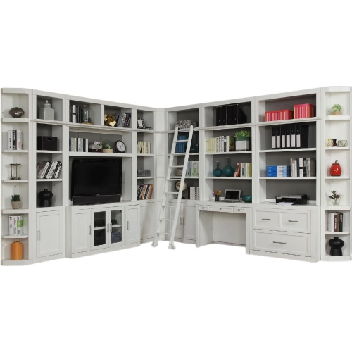 Catalina 13 Piece Office Entertainment Corner Wall in Cottage White Wood