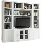 Catalina 4 Piece Space Saver Entertainment Wall in Cottage White Wood