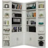 Catalina 5 Piece Corner Bookcase Wall in Cottage White Wood