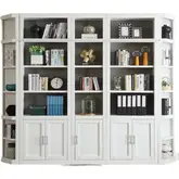 Catalina 5 Piece Large Library Bookcase Wall in Cottage White Wood