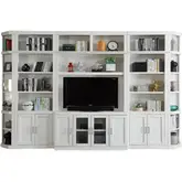 Catalina 6 Piece Large Entertainment Wall in Cottage White Wood