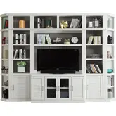 Catalina 6 Piece Small Entertainment Wall in Cottage White Wood