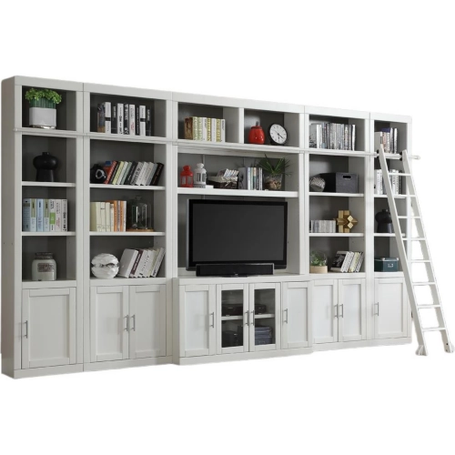 Catalina 7 Piece Entertainment Wall in Cottage White Wood