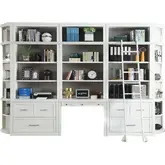 Catalina 9 Piece Desk & File Bookcase Wall in Cottage White Wood