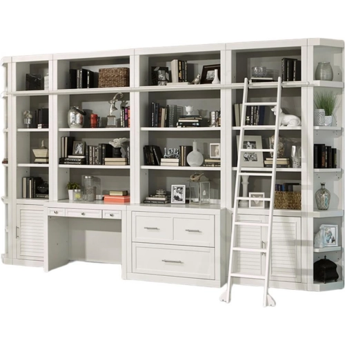 Catalina 9 Piece Desk & File Office Wall in Cottage White Wood