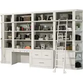 Catalina 9 Piece Desk & File Office Wall in Cottage White Wood