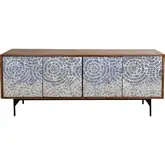 Cocoa Beach 80" Console Cabinet in White, Blue & Wood