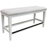 Americana Modern Counter Dining Bench in Cotton Wood & Neutral Fabric