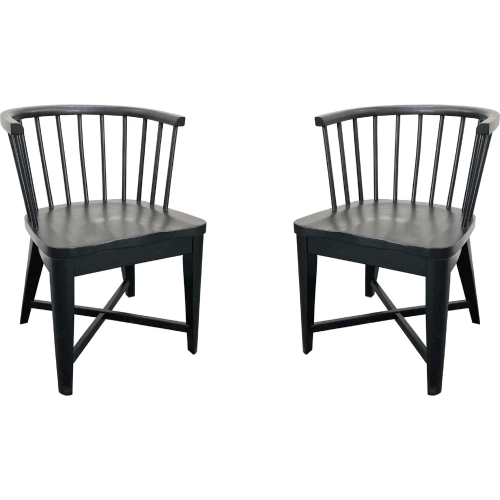 Americana Modern Barrel Dining Chair in Black Wood (Set of 2)