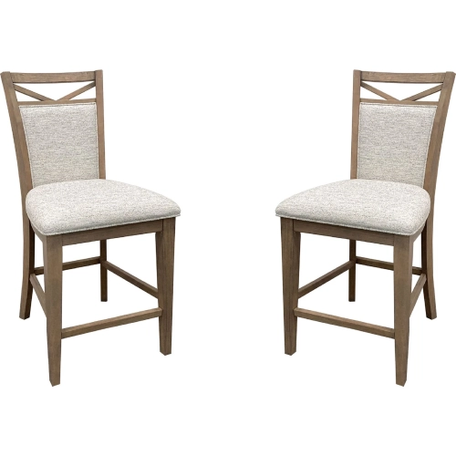 Americana Modern Counter Chair in Weathered Wood & Fabric (Set of 2)