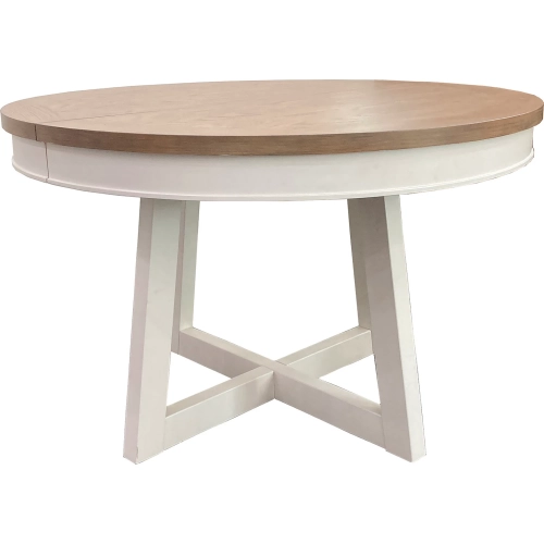 Americana Modern 48" Round to 66" Oval Dining Table in Cotton & Oak Wood