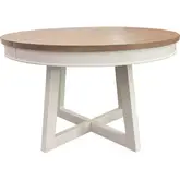 Americana Modern 48" Round to 66" Oval Dining Table in Cotton & Oak Wood