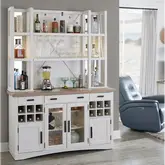 Americana Modern 2 Piece Buffet & Open Hutch in Cotton, Wood & Quartz