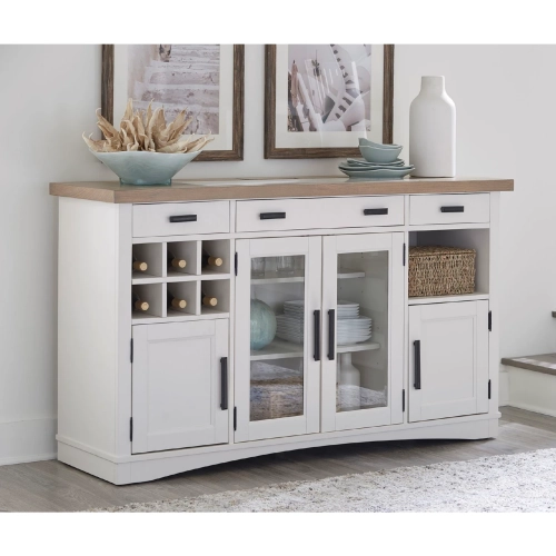 Americana Modern Buffet Server in Cotton, Wood & Quartz Insert