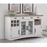 Americana Modern Buffet Server in Cotton, Wood & Quartz Insert