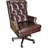 Prestige Desk Chair in Tufted Havana Top Grain Leather on Brown Base