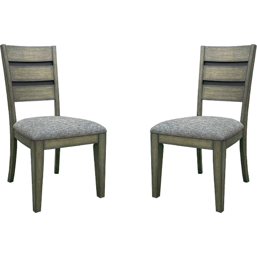 Cedar Fork Dining Chair in Smoked Brown Wood & Gray Fabric (Set of 2)