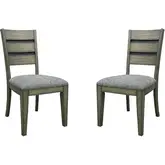 Cedar Fork Dining Chair in Smoked Brown Wood & Gray Fabric (Set of 2)