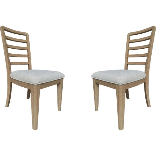 Escape Ladder Back Dining Chair in Natural Oak & Beige Fabric (Set of 2)