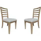 Escape Ladder Back Dining Chair in Natural Oak & Beige Fabric (Set of 2)
