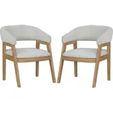 Escape Barrel Dining Chair in Natural Oak & Beige Fabric (Set of 2)