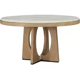 Escape 54" Round Dining Table in Glazed Natural Oak & Stone
