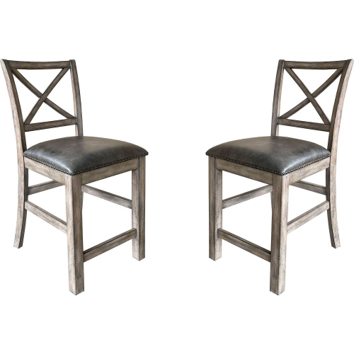 Lodge Counter Chair in Siltstone Wood & Brown Leatherette (Set of 2)