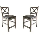 Lodge Counter Chair in Siltstone Wood & Brown Leatherette (Set of 2)