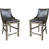 Lodge Swivel Counter Sling Chair in Siltstone Wood & Brown Leatherette (Set of 2)
