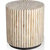 Crossings Downtown Round End Table in Mango Wood with Bone Inlay