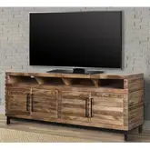 Crossings Downtown 86" TV Stand Console in Amber Mango Wood & Iron