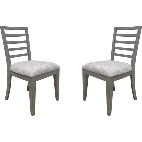 Pure Modern Ladderback Dining Chair in Taupe Wood & Neutral Fabric (Set of 2)