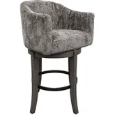 Pure Modern Swivel Bar Stool in Taupe Wood & Grey Ash Fabric