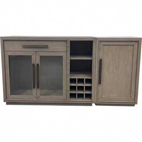 Pure Modern Server with Expandable Bar Cabinet in Moonstone Taupe Wood