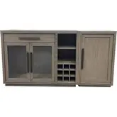 Pure Modern Server with Expandable Bar Cabinet in Moonstone Taupe Wood