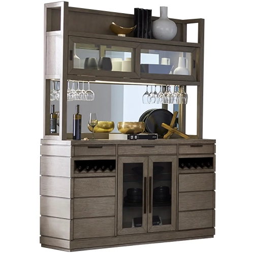 Pure Modern 2 Piece Buffet & Open Hutch in Moonstone Taupe Wood