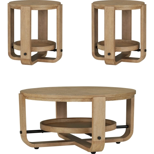Escape 3 Piece Coffee Table Set in Glazed Natural Oak