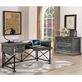 Gramercy Park Writing Desk with Lateral File Set in Vintage Burnished Smoke Grey
