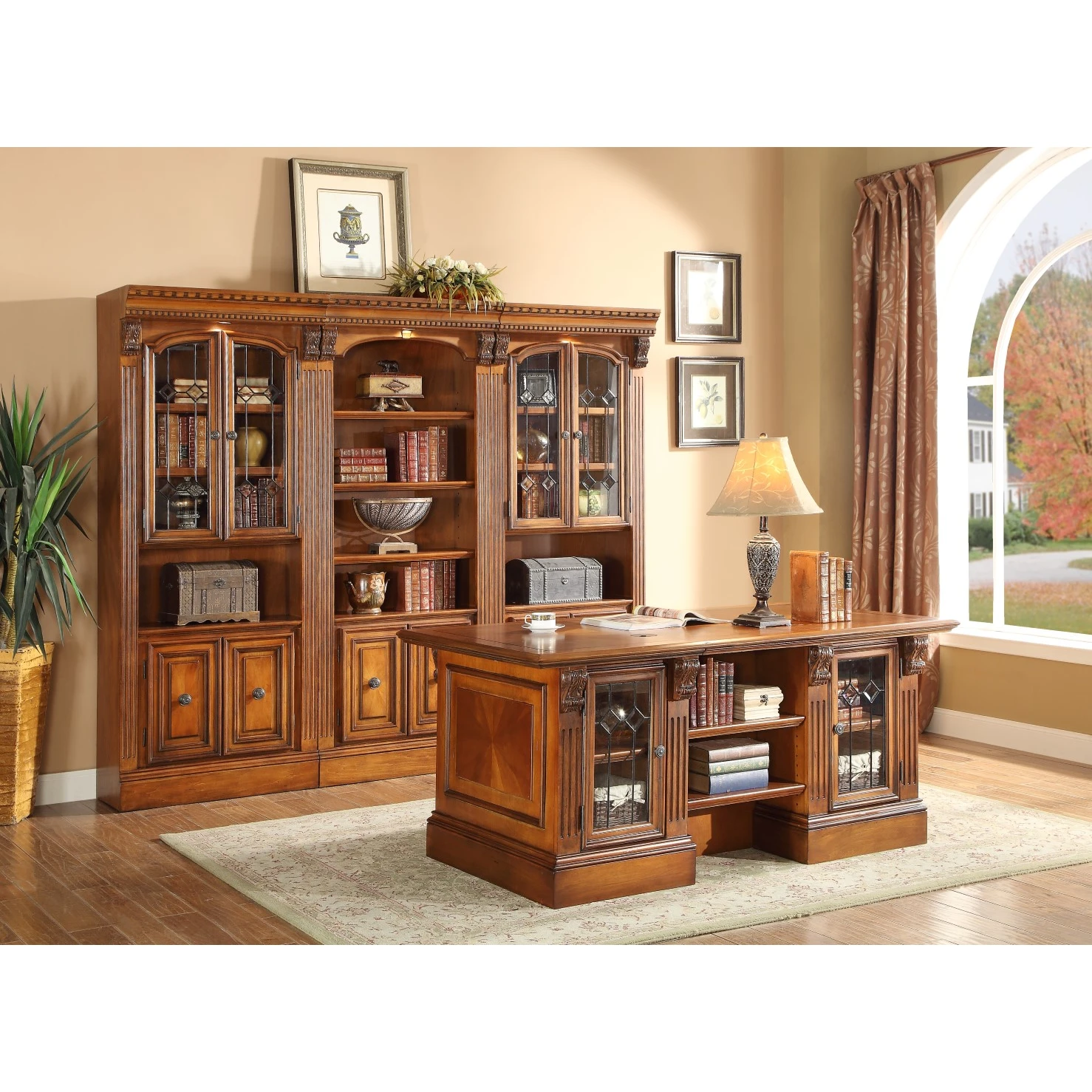 Parker House HUN#4PC-EDW Huntington Executive Desk with Bookcase