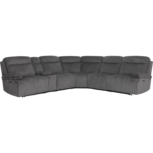 Alpine 6 Piece Power Zero Gravity Sectional Sofa in Airy Midnight Grey Fabric