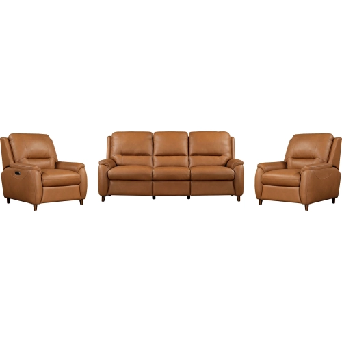Austin Power Reclining Sofa Set in Caramel Cream Top Grain Leather
